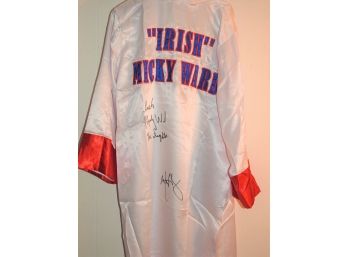 RARE Full Size Boxing Robe Signed By Irish Mickey Ward The Boxer And Mark Wahlberg Actor With COA And Photos