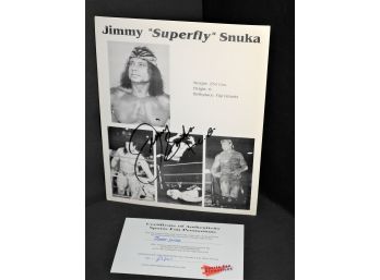 Signed WWF WWWF WWE Jimmy Snuka 8 X 10 Photo With COA