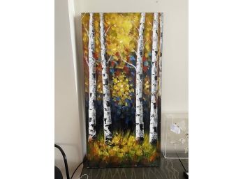 Unsigned Canvas Art White Birch Trees