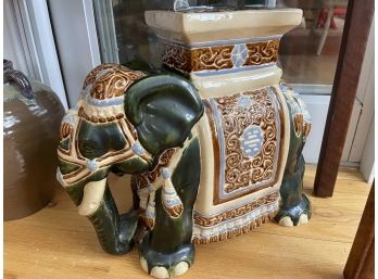 Porcelain Green Elephant Planter Stand