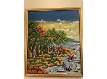 Tribal Fisherman/Island Painting 22 X 18