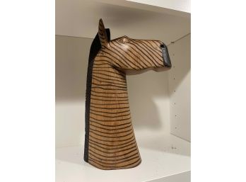 Heavy Wooden Zebra Wood Carving 14' H