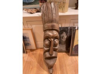 Large African Mask (broken Chin, Piece Available) Approx 34' H