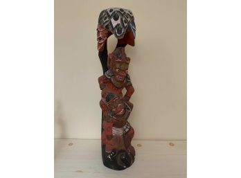 3 Ft High Painted Bali Wood Carving