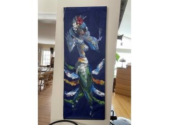 Unsigned Woman Painting On Canvas 5' X 28' W