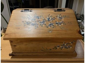Hand-painted Floral Wooden Storage/Bread Box 20' W