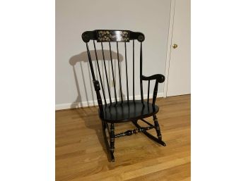 Black Vintage Rocking Chair With Bird Stencil Back