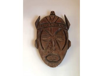 Large 28' H Wood Carved Hanging Mask Decor