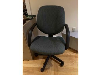 Rolling Office Chair (Dark Blue/Gray Upholstery)