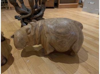 Medium 24' W Carved Wooded Hippo