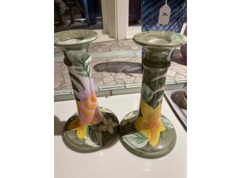Pair Of 8' H Colorful Candlesticks
