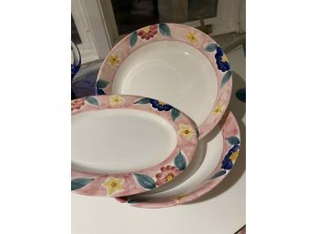 3-piece Italian Ceramic San Marciano Handpainted Bowls And Platter
