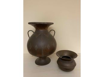 Pair Of Vintage Copper Vases