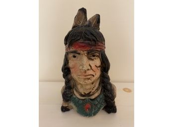 Native American Plaster Colorful Bust