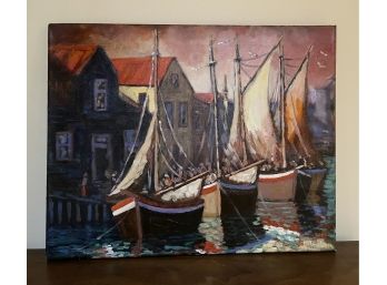 Original Oil On Canvas Boat Art Signed 16x20