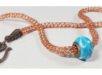 Hand Made Copper Necklace With Turquoise Slider In Sedona, Arizona