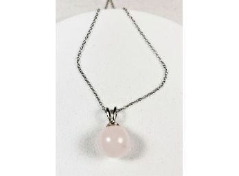 Sterling Necklace With Pink Pearl Pendant