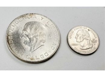 1956 Mexican 10 Peso Uncirculated  Silver Coin