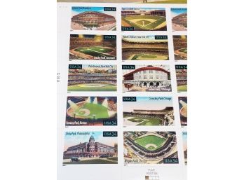 Historic Baseball Stadiums Stamp Sheet
