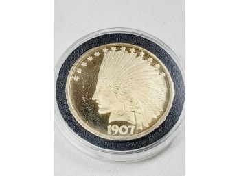 Gold Over 1/2 Oz .999 Pure Silver Indian Coin