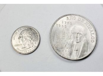 1953 Silver Coin Mexican Five Pesos