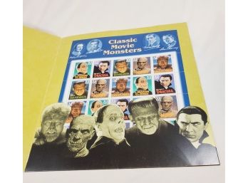 Classic Movie Monsters Folder And  Full Stamp Sheet