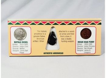 Native American Arrowhead And Coin Collection Set