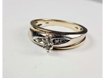 Vintage Two  Tone Gold Over Sterling Silver  And Diamonds Ring