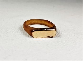 Unique---- Bone And 14k Gold Ring---Unique