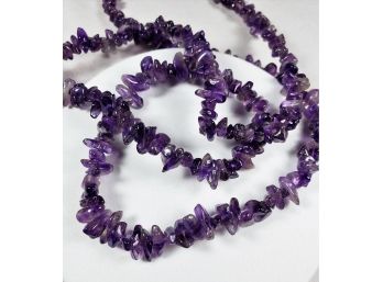 Beautiful Very Long Amethyst Stone Necklace