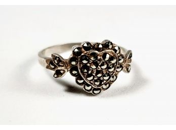 Sterling Silver Marcasite Heart Ring