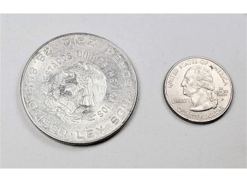 1960 Mexican  10 Peso Uncirculated Silver Coin