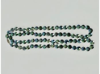 Emerald Shimmer Austrian Crystal Necklace With Sterling Clasp