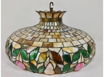 Hanging Stained Leaded Glass 5 Light Chandelier With Fruit