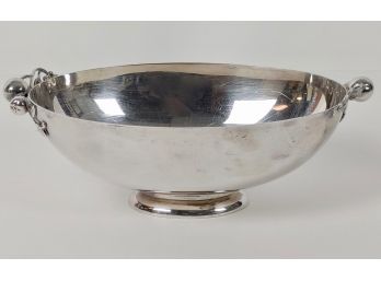 Oval Plated Silver Bowl With Apple Form Handles