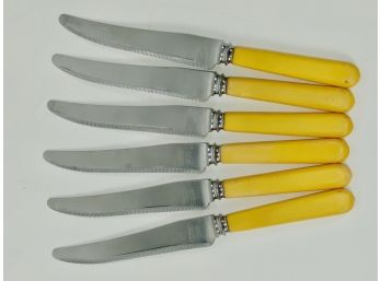 Six Bakelite Handled 'Friar'  By Geo. Gill & Sons Serrated Knives