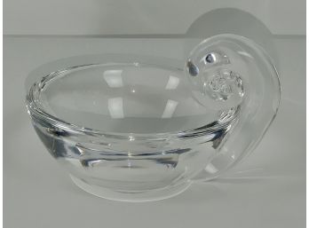 Steuben Crystal Bowl With Scroll Handle