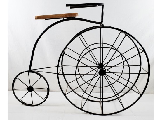 Fun Wrought Metal & Wood Penny Farthing Big Wheel Bicycle Wine Rack