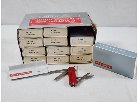 One Dozen New Victorinox Switzerland 2.25' Mini Multi Knives - Classic Red 53181