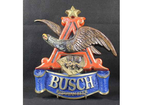 Vintage Anheuser Busch Bavarian Beer Sign Flying Eagle Over Blue Banner