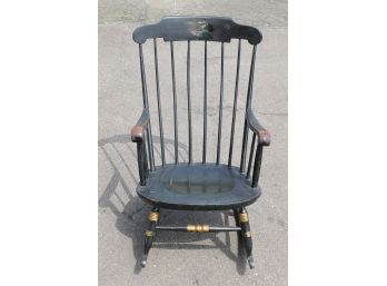 Vintage Nichols & Stone Wood Black Painted Windsor Rocking Chair
