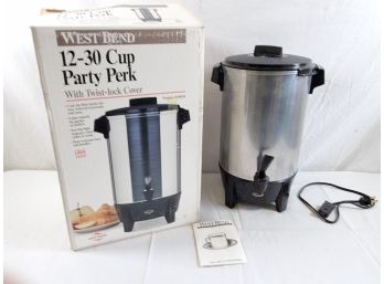 Vintage West Bend 12-30 Cup Stainless Party Perk Coffee Maker