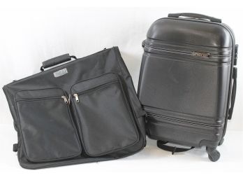 Two Prestige Black Travel Bags - Garment Bag & 22.5 Hard Shell Rolling Case