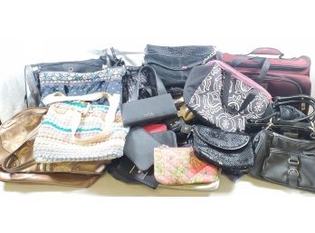 Grouping Of Ladies Purses, Kenneth Cole Overnight, Evening Bags, Wallets & More