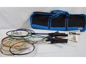 Group Of Badminton Rackets & Carrying Case