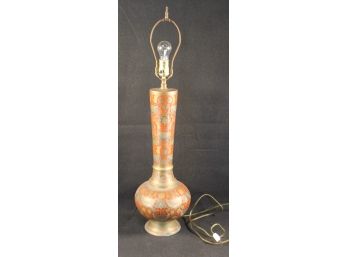 Vintage Brass Etched & Painted 32' Table Lamp