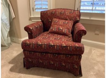 Upholstered Boudoir Chair Asian Motif 30x33x29