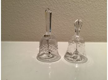 Pair Of Crystal Bells  Tallest Is 5.5 Inches.