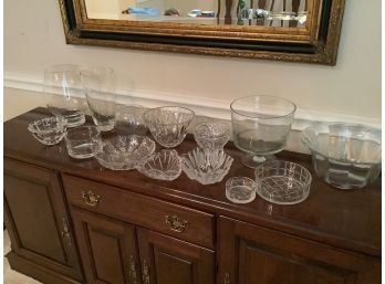 Lot Of  14 Glass Bowls Vases Etc All For One Money.