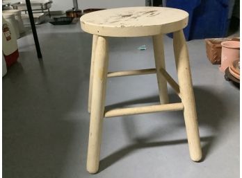 Painted Low Stool 14 Diameter By 18 Tall